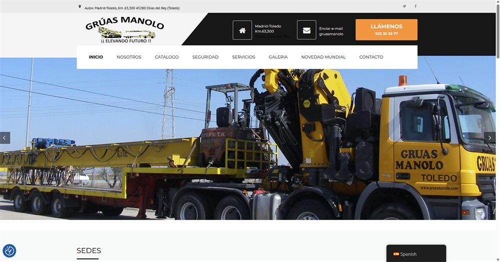 Página web de Grúas Manolo